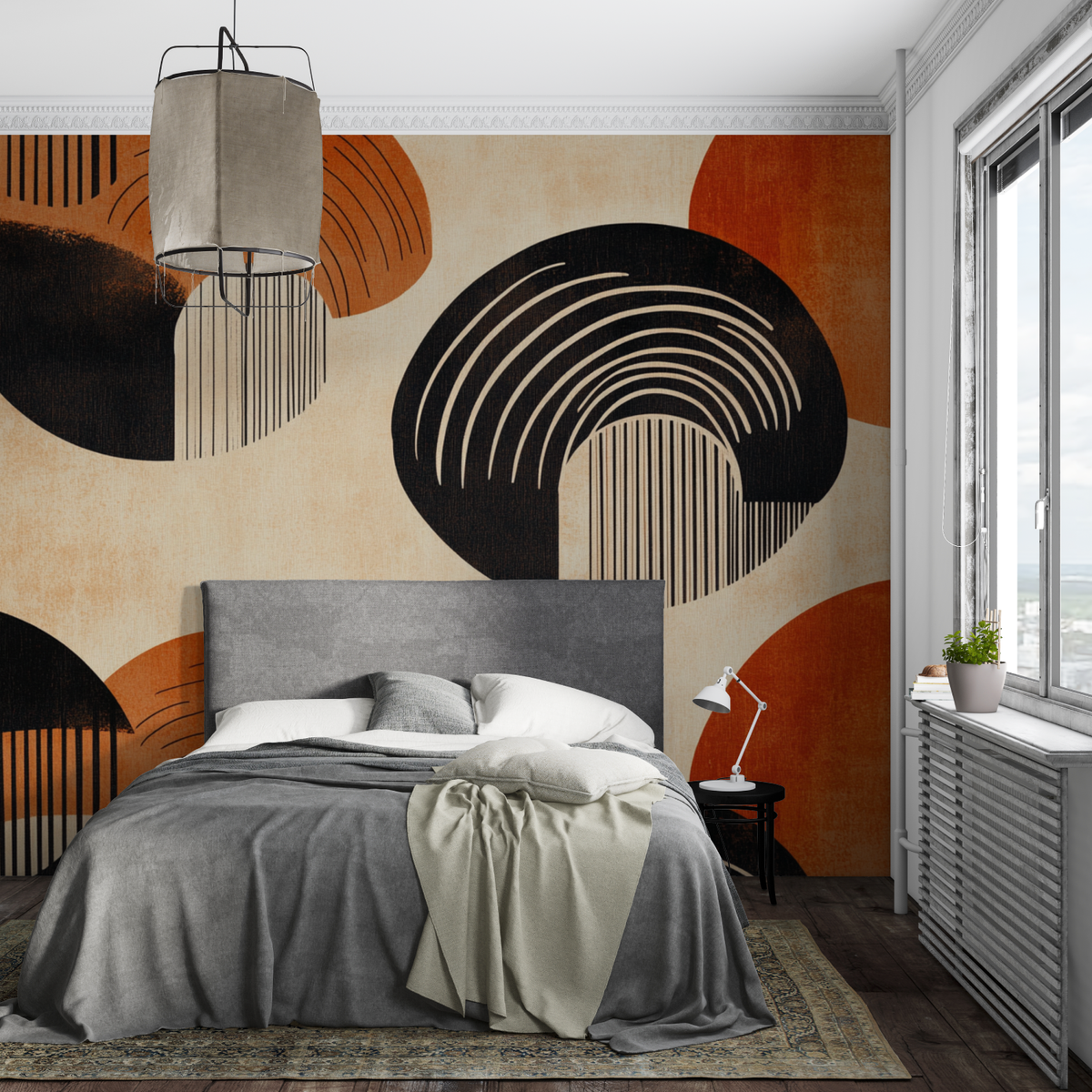 Terracotta Vintage Abstract Wallpaper