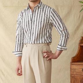 Chemise en Lin Mélangé à Rayures - Élégance Intemporelle et Confort Suprême