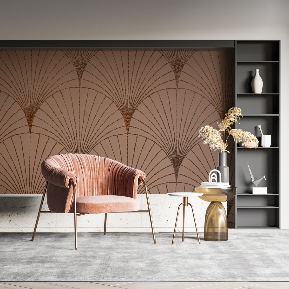 Terracotta Patterned Wallpaper