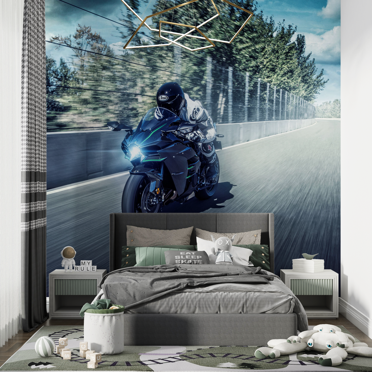 Papier Peint Moto Kawasaki Course