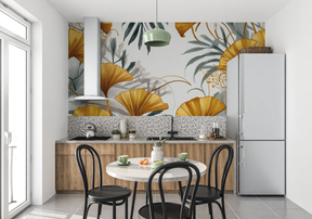 Mustard Yellow and Grey Wallpaper