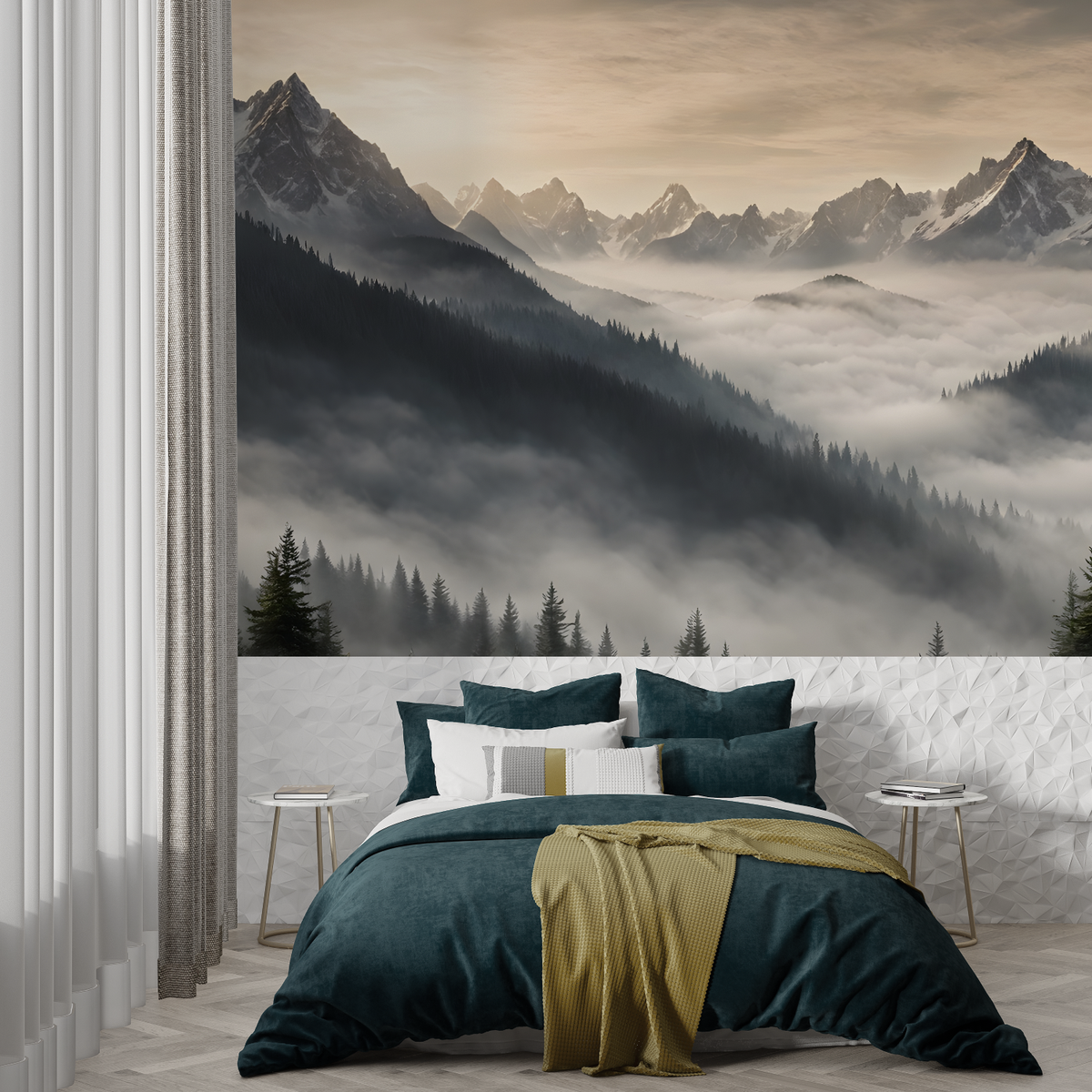 Panoramic Misty Mountain Wallpaper