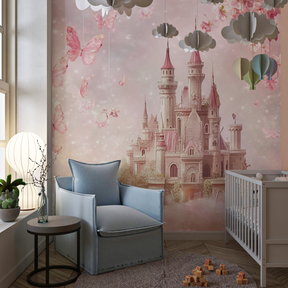 Papier Peint Princesse Ciel Fleuri et Château