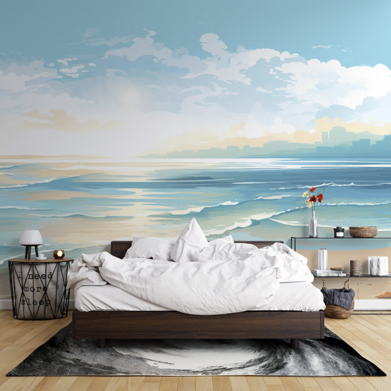 Papier Peint Aquarelle Plage Et Océan