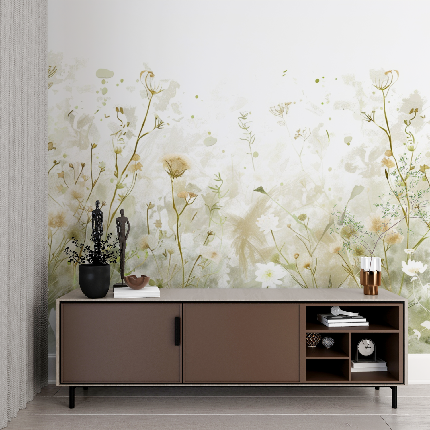 Watercolour Floral Sketch Wallpaper