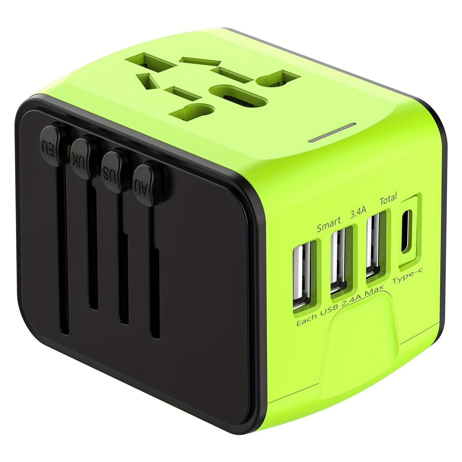 Adaptateur de Voyage Universel | 4 Ports USB et Type-C, Chargement Rapide