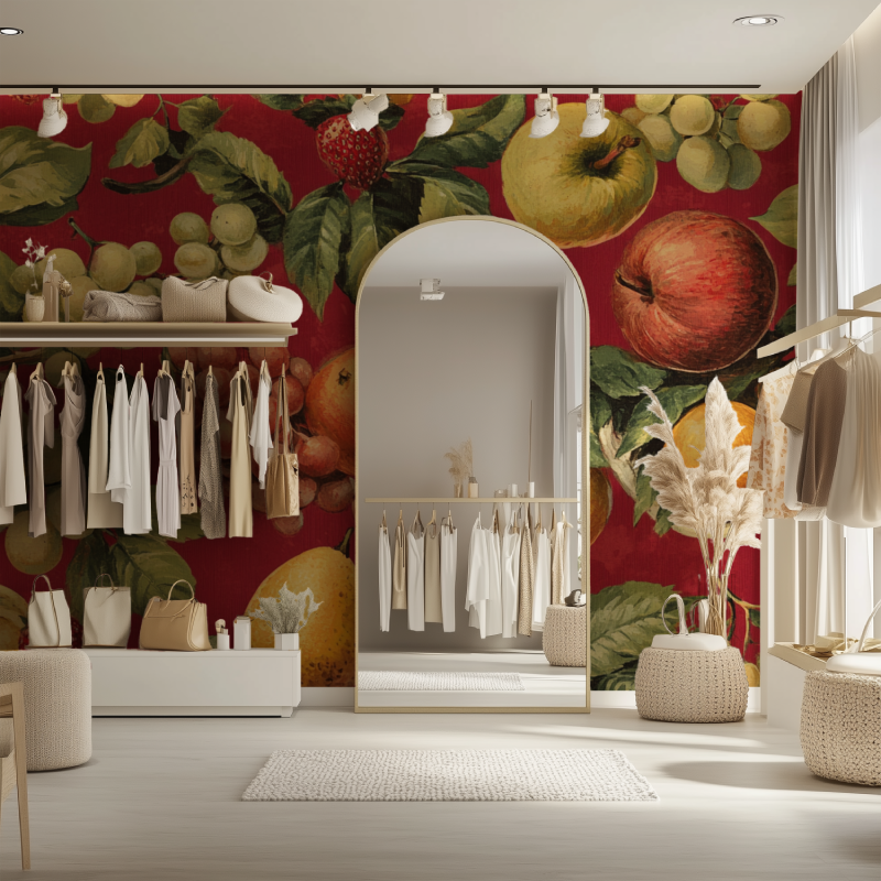 Vintage Red Kitchen Wallpaper