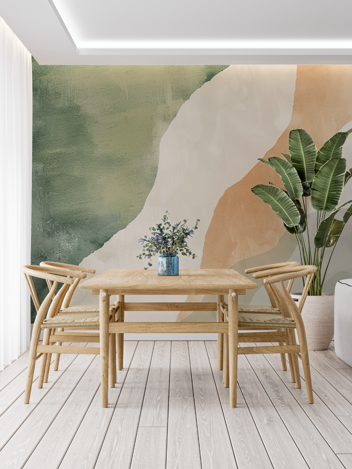 Green and Terracotta Wallpaper
