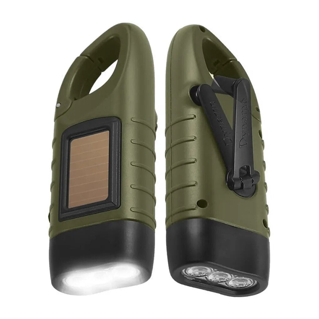 Lampe de Poche Étanche à Manivelle - Énergie Solaire et Compacte pour Urgences