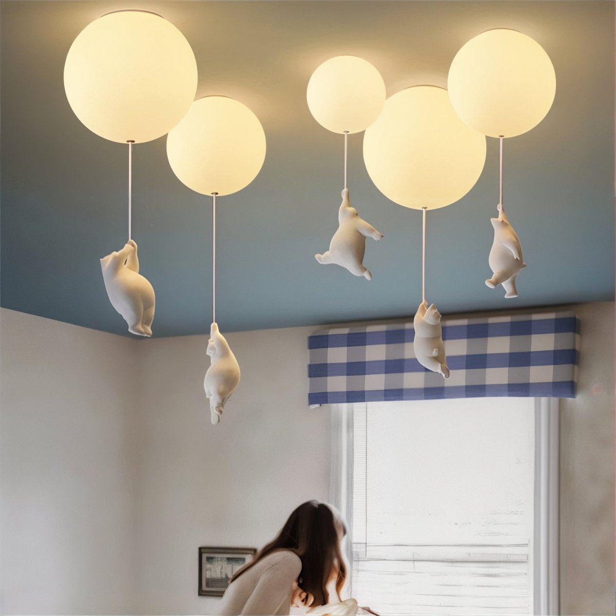 Lampe de Plafond Enfantine en Forme d'Ours - Design Ludique et Amusant pour Chambre