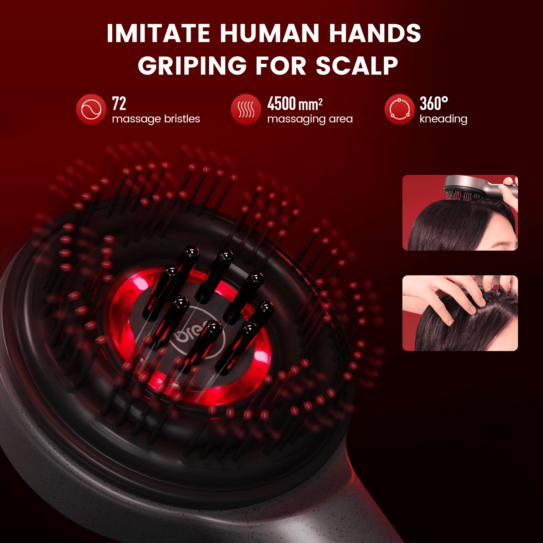 Brosse de Massage pour Cuir Chevelu - Thérapie par Lumière Rouge Relaxante
