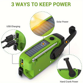 Radio d'Urgence Solaire et Manivelle - Compacte avec Power Bank et Lampe Intégrée