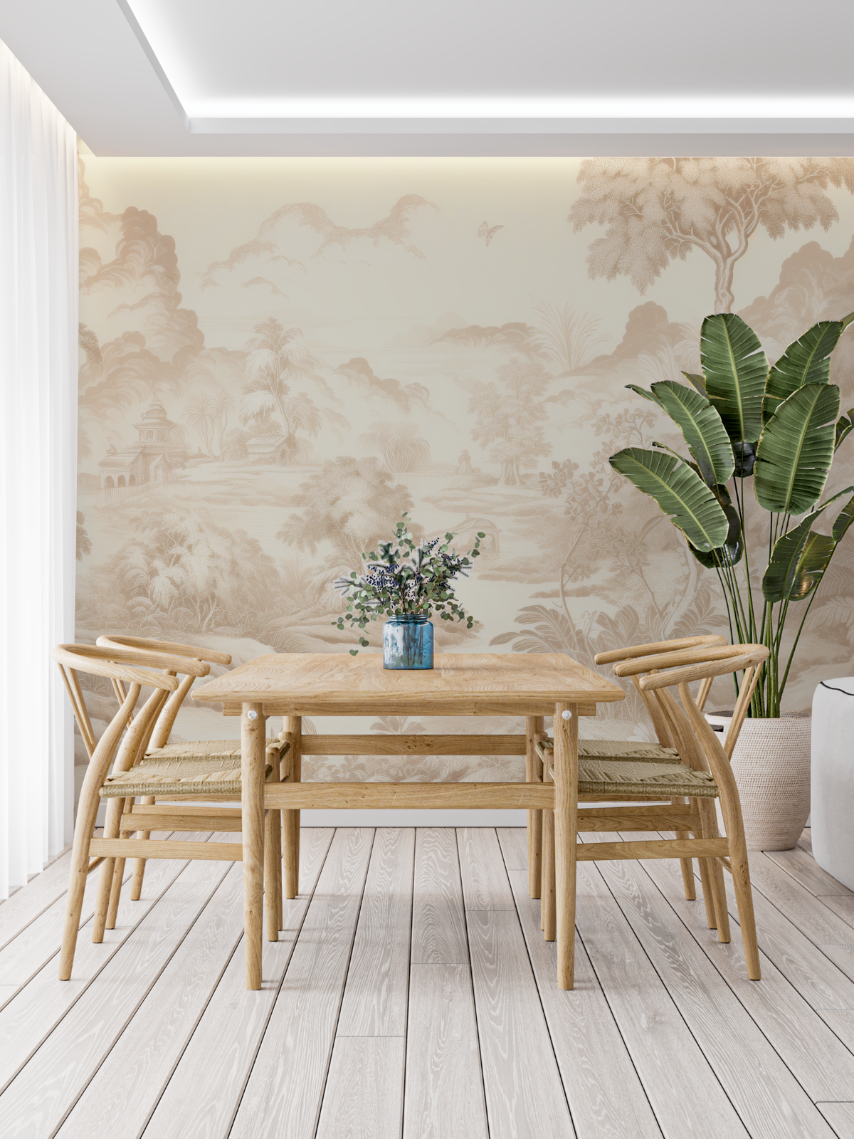 Papier Peint Toile De Jouy Beige