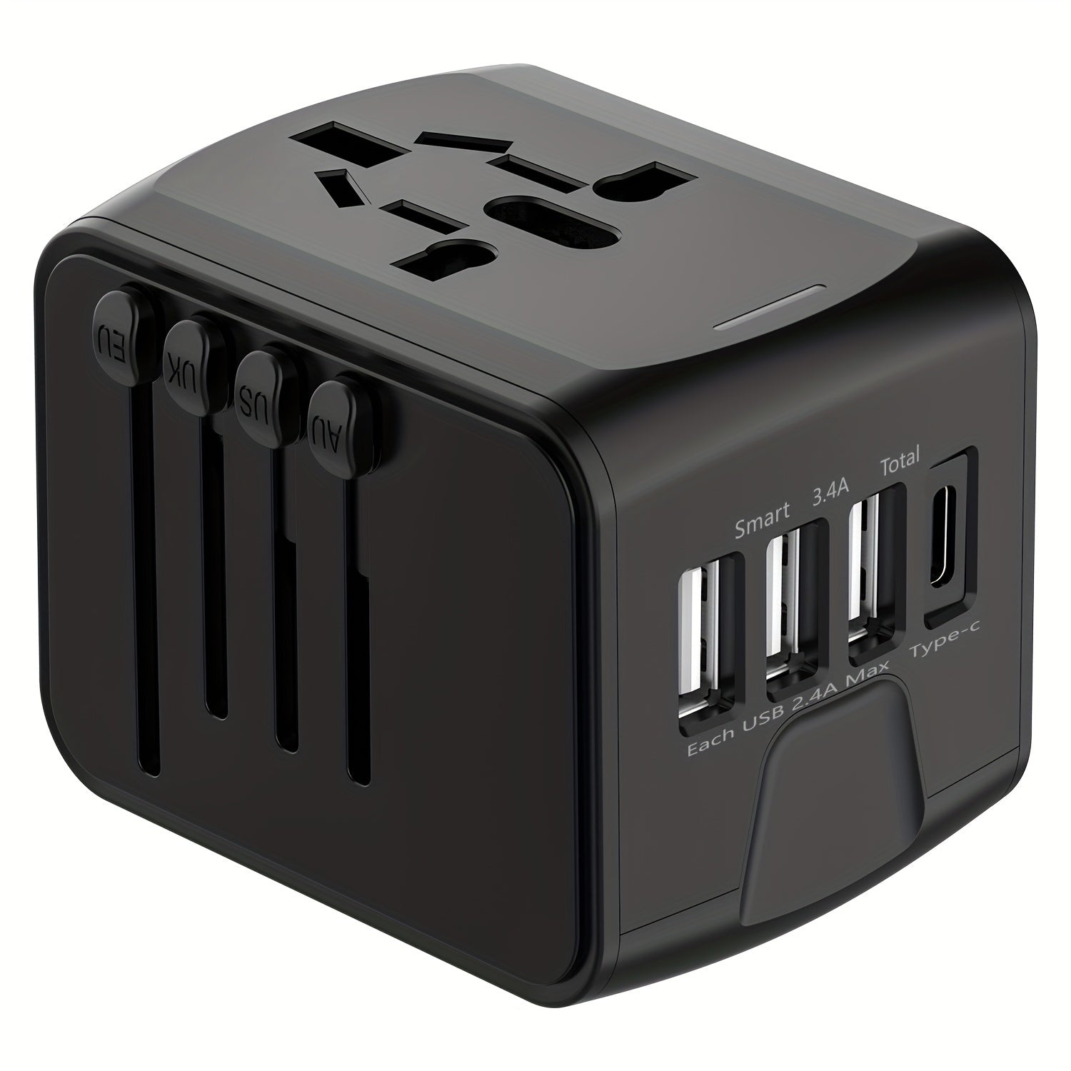 Adaptateur de Voyage Universel | 4 Ports USB et Type-C, Chargement Rapide