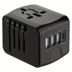 Adaptateur de Voyage Universel | 4 Ports USB et Type-C, Chargement Rapide
