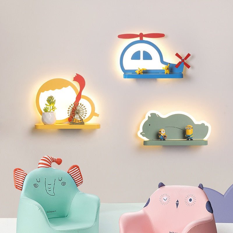 Lampe Murale LED avec Étagère - Charmante Décoration et Éclairage Pratique