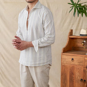 Chemise Habillée en Coton Rayé - Élégance Classique et Confort Optimal