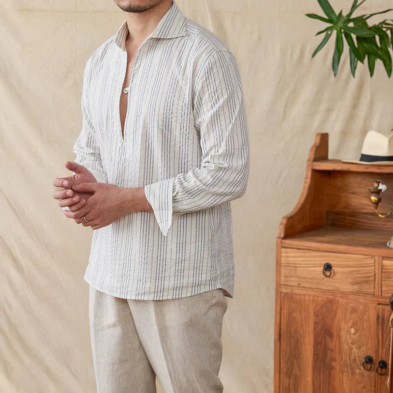 Chemise Habillée en Coton Rayé - Élégance Classique et Confort Optimal