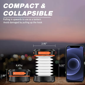 Lampe de Camping LED Rechargeable - Compacte et Pliable pour Aventures
