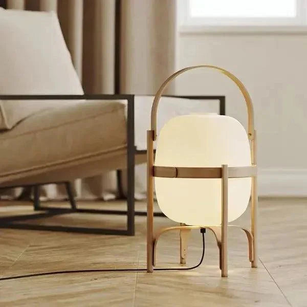 Lampe de Table en Bois avec Abat-jour en Verre - Élégance et Fonctionnalité Polyvalente