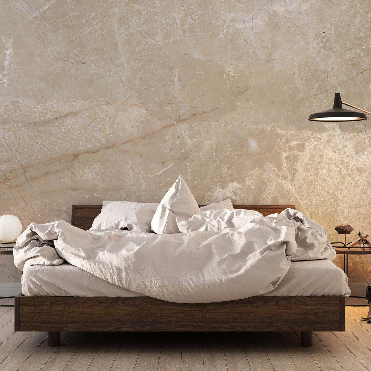 Beige Marble Effect Wallpaper