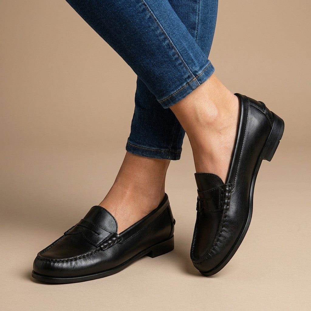 Mocassins en cuir intemporels femme semelle confort et silhouette épurée