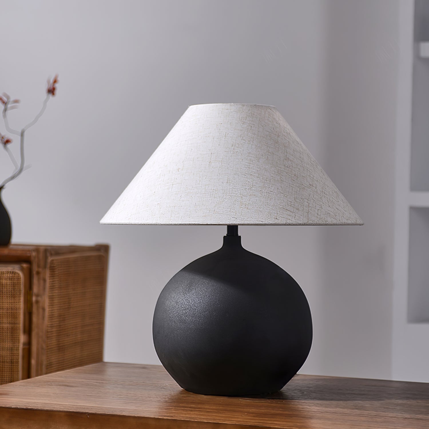 Lampe Rechargeable en Céramique - Design Intemporel avec Abat-jour en Lin