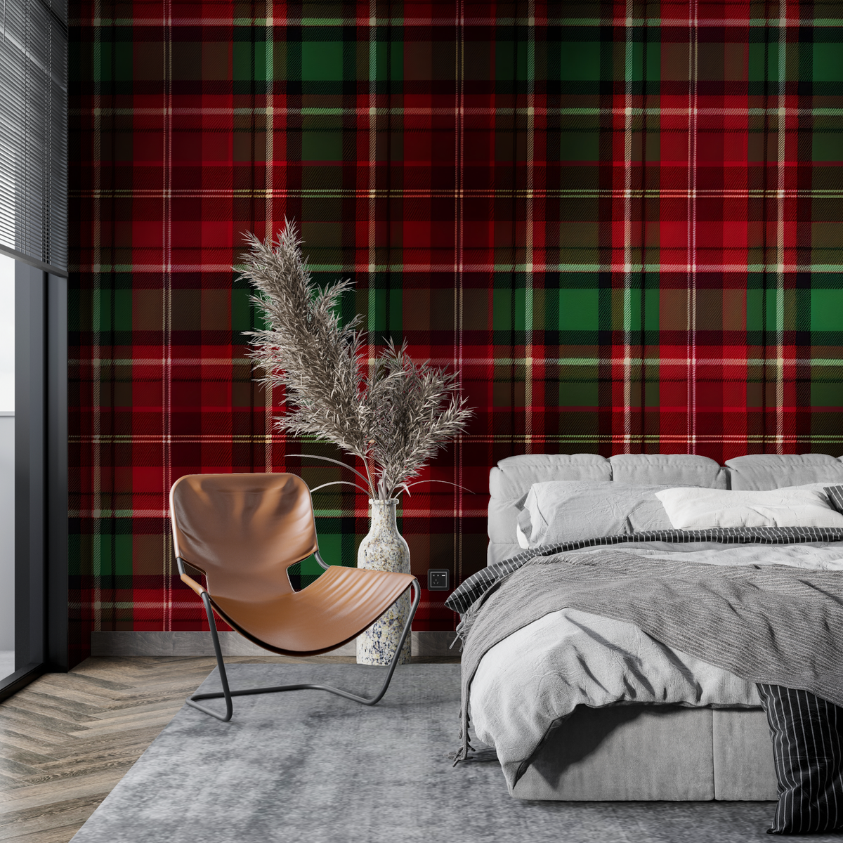 Papier Peint Ecossais Rouge
