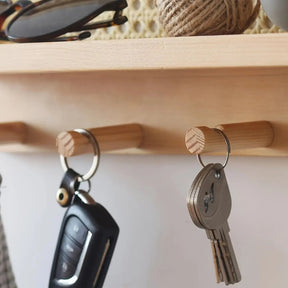 Étagère Murale en Bois avec Crochets - Organisateur Élégant pour Hall et Bureau