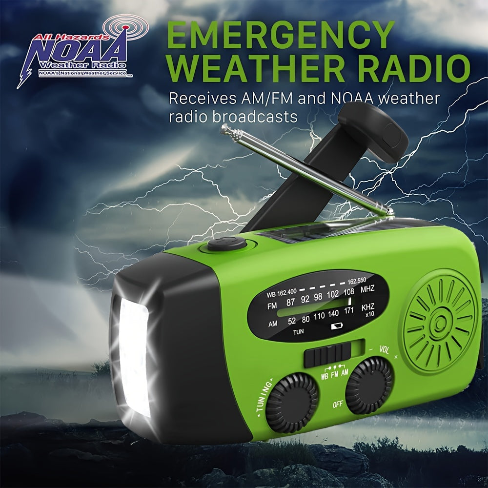 Radio d'Urgence Solaire et Manivelle - Compacte avec Power Bank et Lampe Intégrée