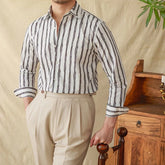 Chemise en Lin Mélangé à Rayures - Élégance Intemporelle et Confort Suprême