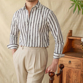 Chemise en Lin Mélangé à Rayures - Élégance Intemporelle et Confort Suprême