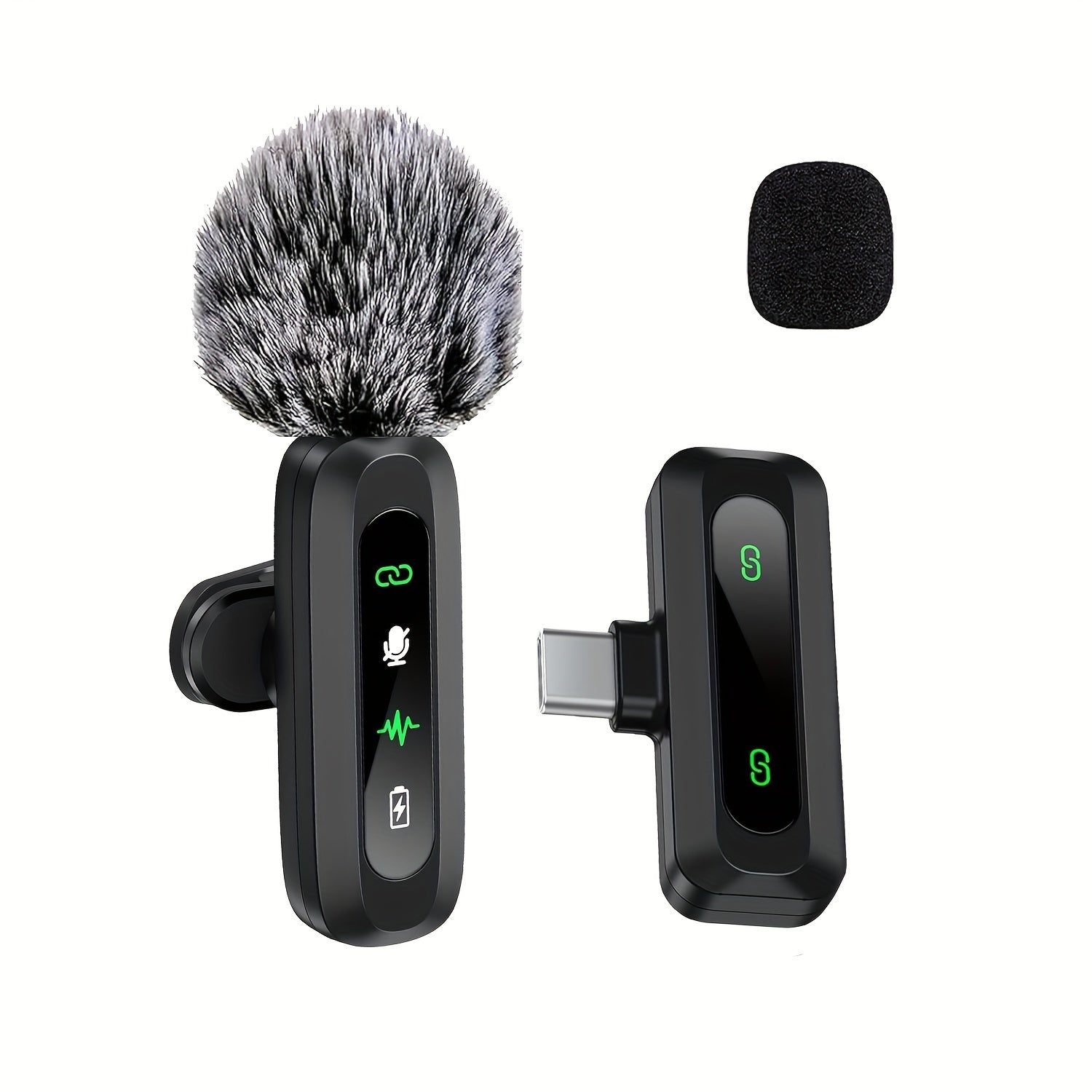 Microphone Lavalier Sans Fil USB-C - Design Compact pour Podcasts et Vlogs
