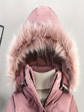 Manteau d'Hiver pour Filles - Douillet avec Capuche en Fausse Fourrure
