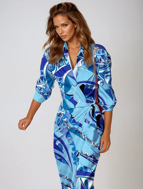 Robe Maxi Élégante Imprimé Abstrait - Style Chic et Confort Optimal