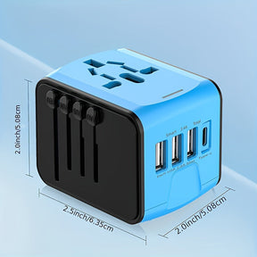 Adaptateur de Voyage Universel | 4 Ports USB et Type-C, Chargement Rapide