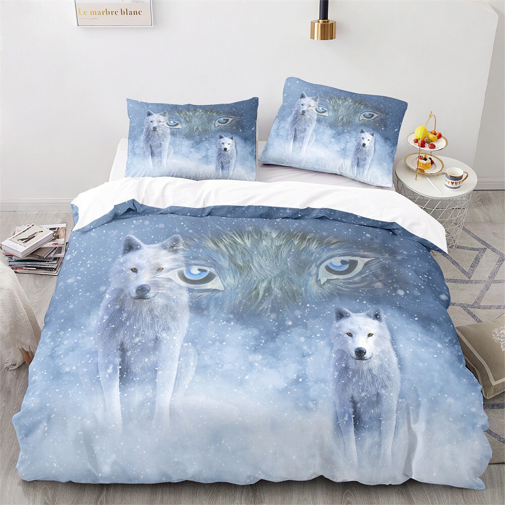 Ensemble de Lit pour Enfants - Motif de Loup en Coton Doux
