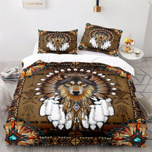 Ensemble de Lit pour Enfants - Motif de Loup en Coton Doux