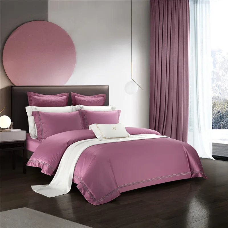 Housse de Couette en Coton Égyptien - Confort Luxueux et Teinte Rose Douce