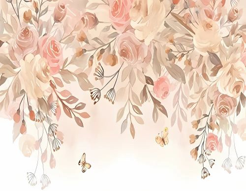 Papier Peint Fleur  Papillons et Fleurs