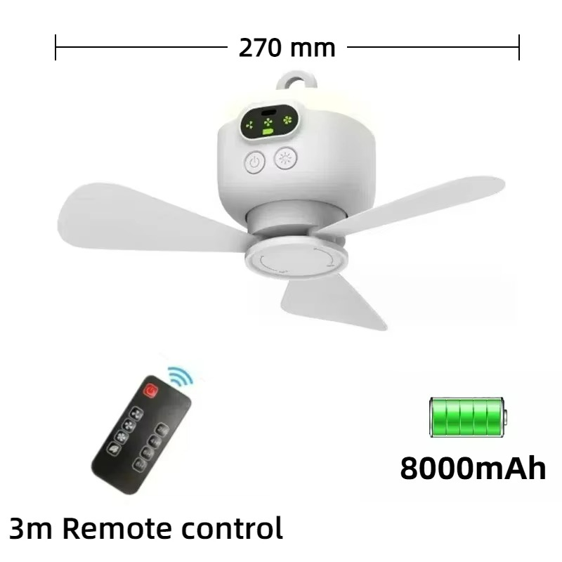 Ventilateur de Plafond Portable USB - Éclairage LED et Confort Silencieux