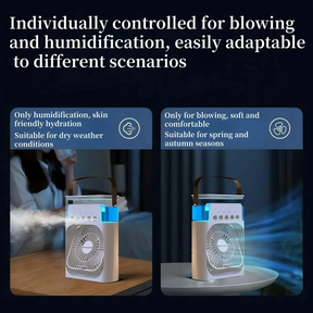 Ventilateur Refroidisseur d'Air Portable - Fonction 3-en-1 avec Lumière LED