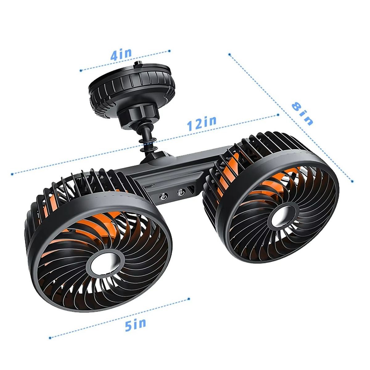 Ventilateur de Voiture à Double Tête - Brise Fraîche et Fixation Solide