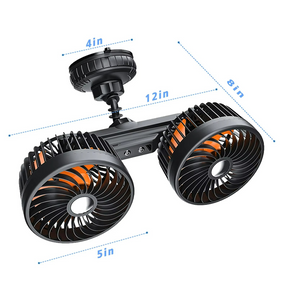 Ventilateur de Voiture à Double Tête - Brise Fraîche et Fixation Solide