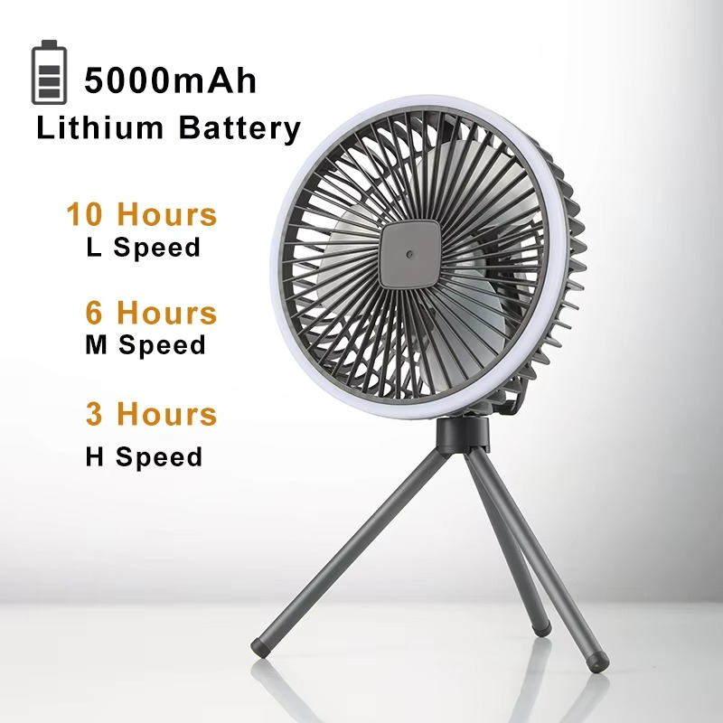 Ventilateur Portable Rechargeable avec LED - Circulation d'Air et Éclairage Pratique