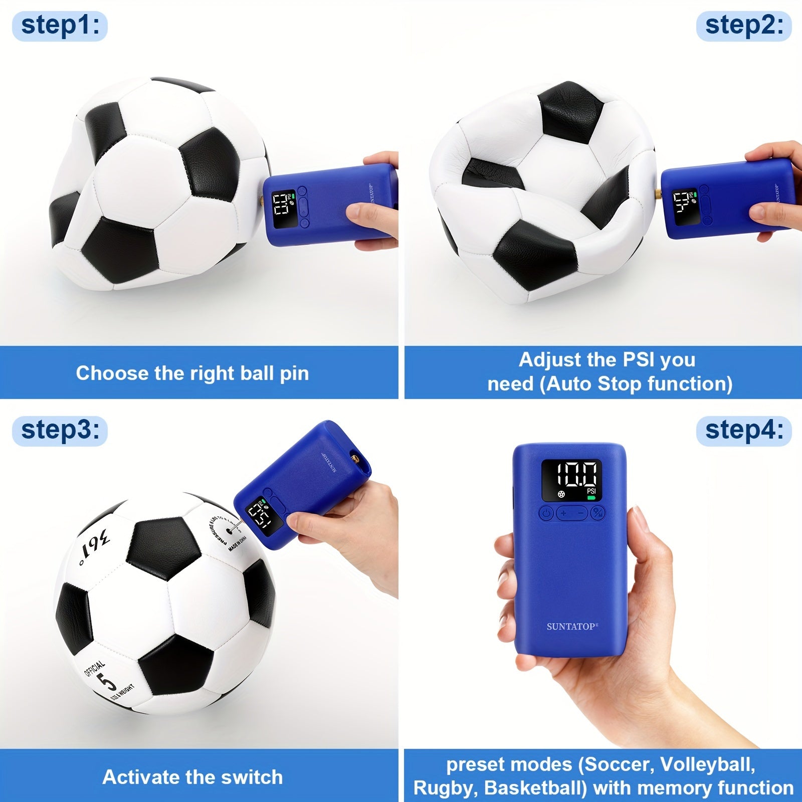 Pompe à Ballon Électrique Automatique - Gonflage Rapide avec Lumière LED