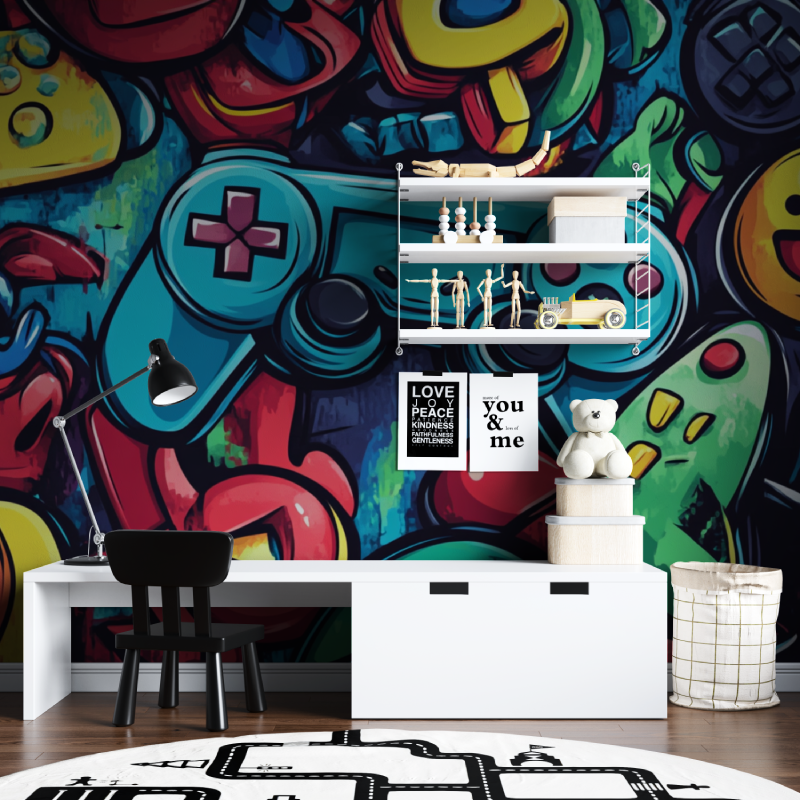 Papier Peint Garçon Classique Jeux Vidéo Graffiti