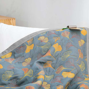 Linge de Lit en Coton Doux - Motif de Feuilles Élégant et Réversible