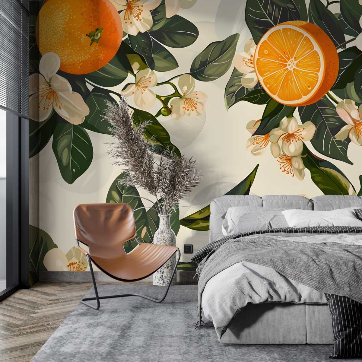 Papier Peint Vintage Arbre Orange