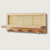 Étagère Murale en Bois avec Crochets - Organisateur Élégant pour Hall et Bureau